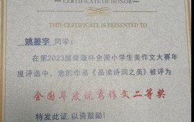 自幼热爱写作，南京12岁男孩获“全国优秀作文”称号